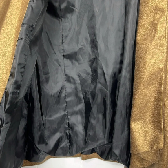 Style & Co Womens Jacket Gold S Open Front Zip Pockets Lined Shoulder Pads Chic - Picture 5 of 13